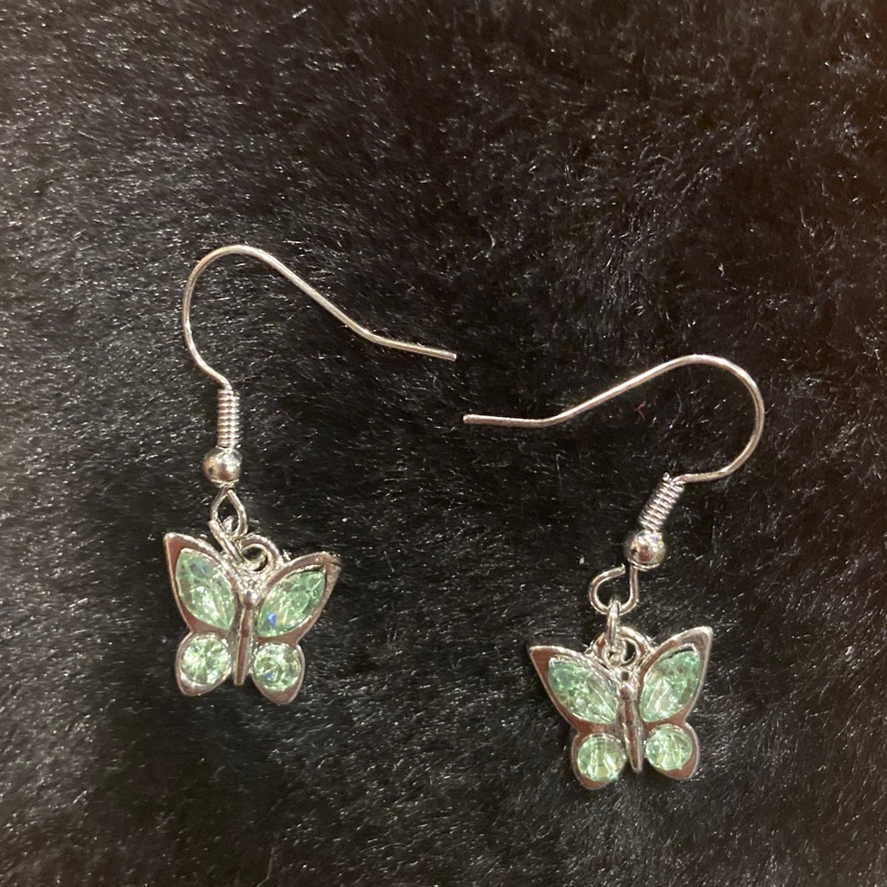 light green butterfly earrings